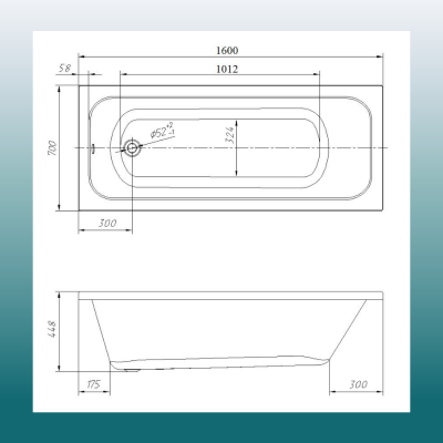 Ванна акриловая MITRA  VENTO Italy  160*70