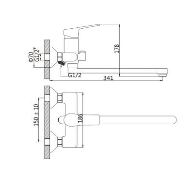 Смеситель для ванны с длинным изливом , Forma, CETUS, CSF2462163C-30F