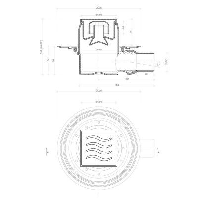 Душевой трап точечный Pestan Confluo Standard Dry 1, хром, 100*100 мм, 13000015