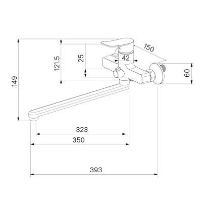 Смеситель для ванны с длинными изливом, глянцевый хром, Demi, Milardo, DEMSB00M10