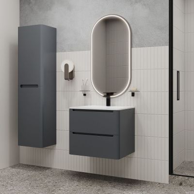 Тумба с умывальником, подвесная, 60 см, темно-серый, Edifice, IDDIS, EDI60D0i95K