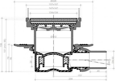 Душевой трап Pestan Confluo Standard Ceramic, 150*150мм, 13000085