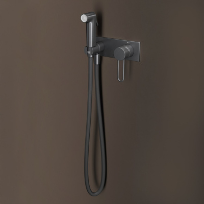 Купить встраиваемый смеситель с гигиеническим душем с защитным клапаном, графит матовый, Duna, IDDIS, DUNGMV0i08