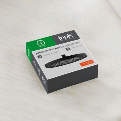 Душевая насадка верхняя круглая, черная, SpaHome, IDDIS, SPA26BPi64