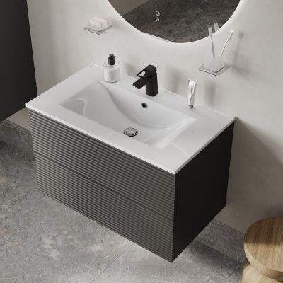 Тумба с умывальником, подвесная, 80 см, темно-серый, Bild, IDDIS, BIL80G0i95K