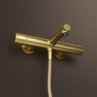 Смеситель для ванны с термостатом без аксессуаров, матовое золото, Duna, IDDIS, DUNMG02i74WA