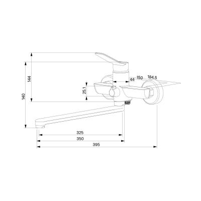 Смеситель для ванны с длинным изливом, глянцевый хром, Enjoy, Milardo, ENJSB00M10