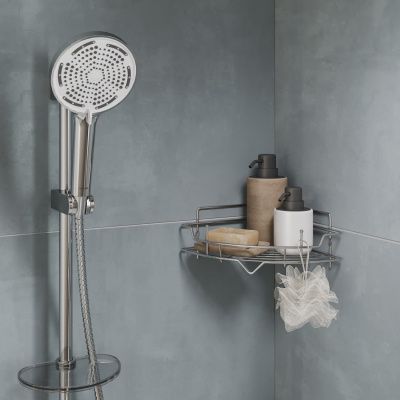 Полка одноярусная угловая, проволока стальная, хром, Grid, Milardo, GRICC1CM44