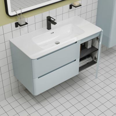 Тумба с умывальником, подвесная, 100 см,голубой, Edifice, IDDIS, EDI10B0i95K 