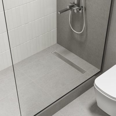 Лоток душевой, горизонтальный выпуск, комбинированный затвор, перфорированная решетка, 600мм, хром, IDDIS, 975A6SB10DZ