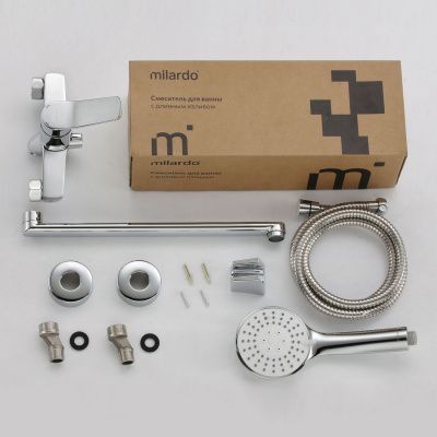 Смеситель для ванны с длинным изливом, глянцевый хром, Enjoy, Milardo, ENJSB00M10