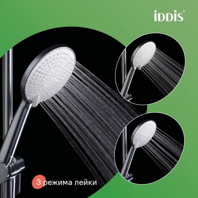 Душевая система с тропическим душем и изливом, хром матовый, Aiger, IDDIS, AIGBC3Fi06