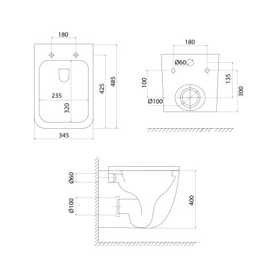 Унитаз подвесной безободковый c системой смыва Торнадо, Torr Q, IDDIS, TOQFDSEi25