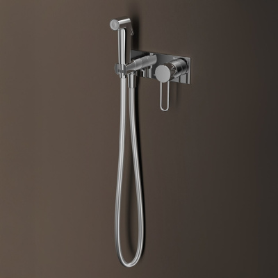 Встраиваемый смеситель с гигиеническим душем с защитным клапаном, глянцевый хром, Duna, IDDIS, DUNSBV0i08