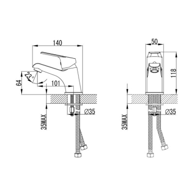 Смеситель для умывальника,  Nelson, Milardo, NELSB00M01