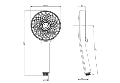 Лейка для душа, черный, 3M, CETUS, CSBLP235-3