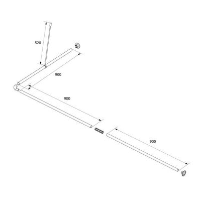 Угловой карниз для ванной комнаты, глянц. хром, IDDIS, 050A200I14