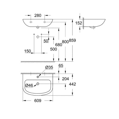 Раковина GROHE Bau Ceramic 60 см, альпин-белый (39421000)