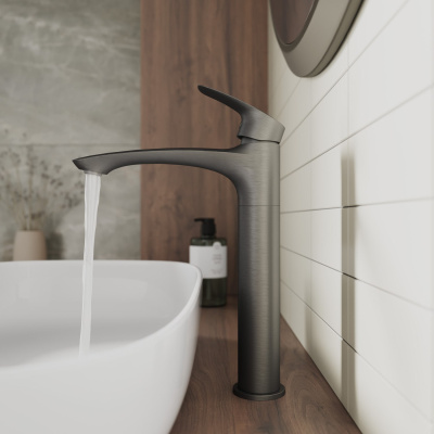 Смеситель для настольного умывальника, графит, Rora, Milardo, RORGM01M01