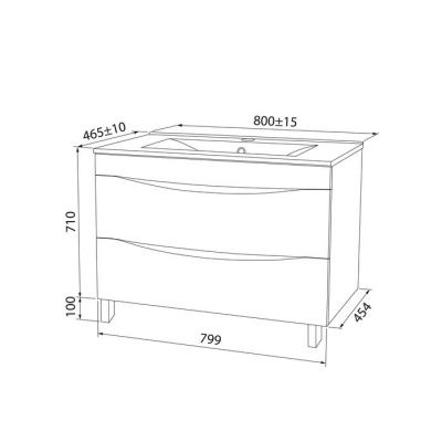 Тумба с умывальником, напольная, 80 см, белая, Cloud, IDDIS, CLO80WFi95K