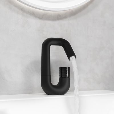Смеситель для умывальника с управлением Push Control, черный матовый, Twist, IDDIS, TWIBLBTi01